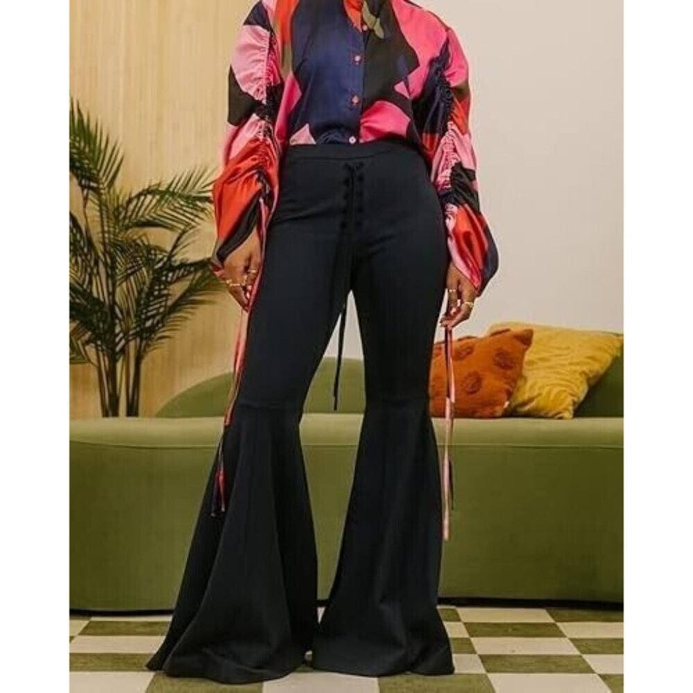 The Drop Women's Sky Captain Lace up Front Flared Pants XSMALL New with Tag